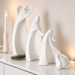 Figurines crèche de noël céramique blanche émaillée vue face