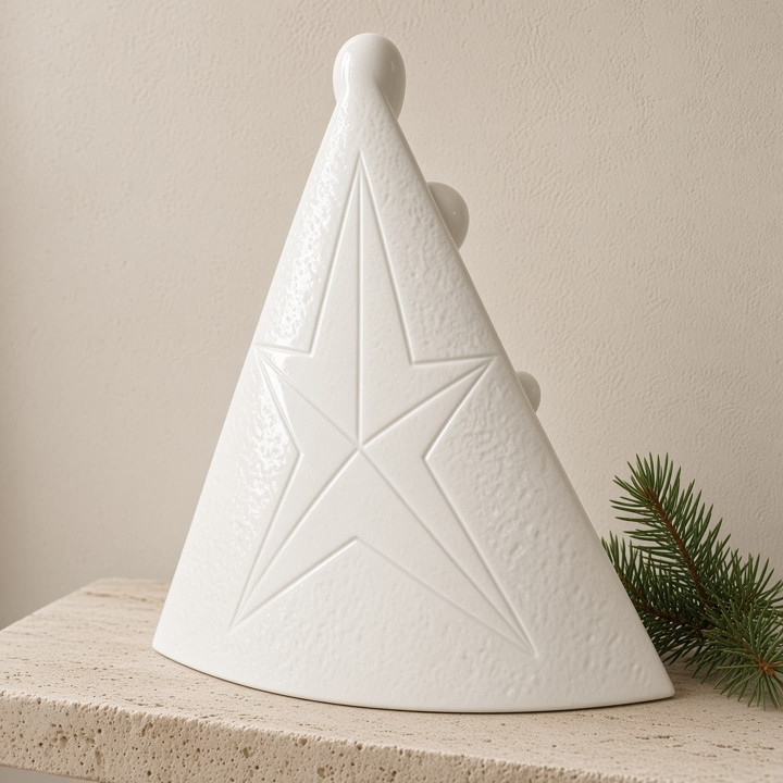 Abstract white glazed ceramic nativity scene star rear view