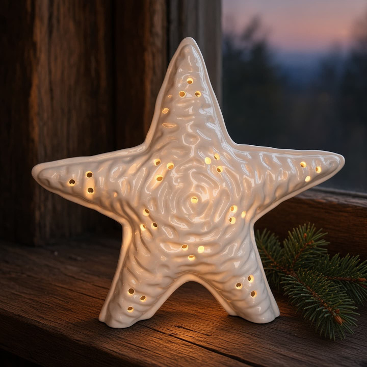Portavelas estrella de mar iluminación en la oscuridad