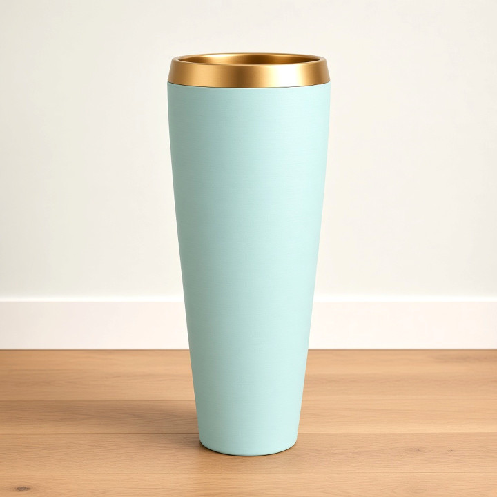 Vaso solitario verde pastello bordo dorato vista dettaglio