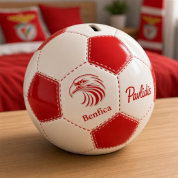 Hucha pelota Benfica de ceramica vista frontal