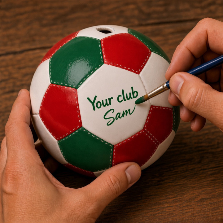 Customizable ceramic ball piggy bank painting detail
