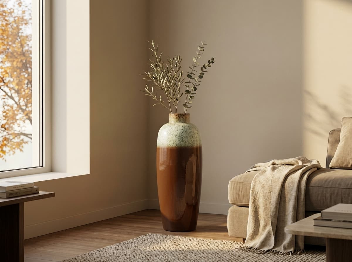 The empty corner and the ceramic floor vase